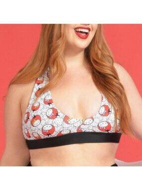 Lolli Hello Kitty Strawberry Bikini Top XXL NEW Red Black White Criss Cross Back